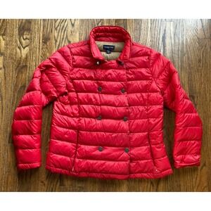Lands End Puffer Jacket Womens Size Medium Goose Down Red Lightweight